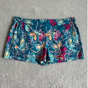 Reel Legends Blue and Pink Athletic Shorts Vibrant Tropical Print